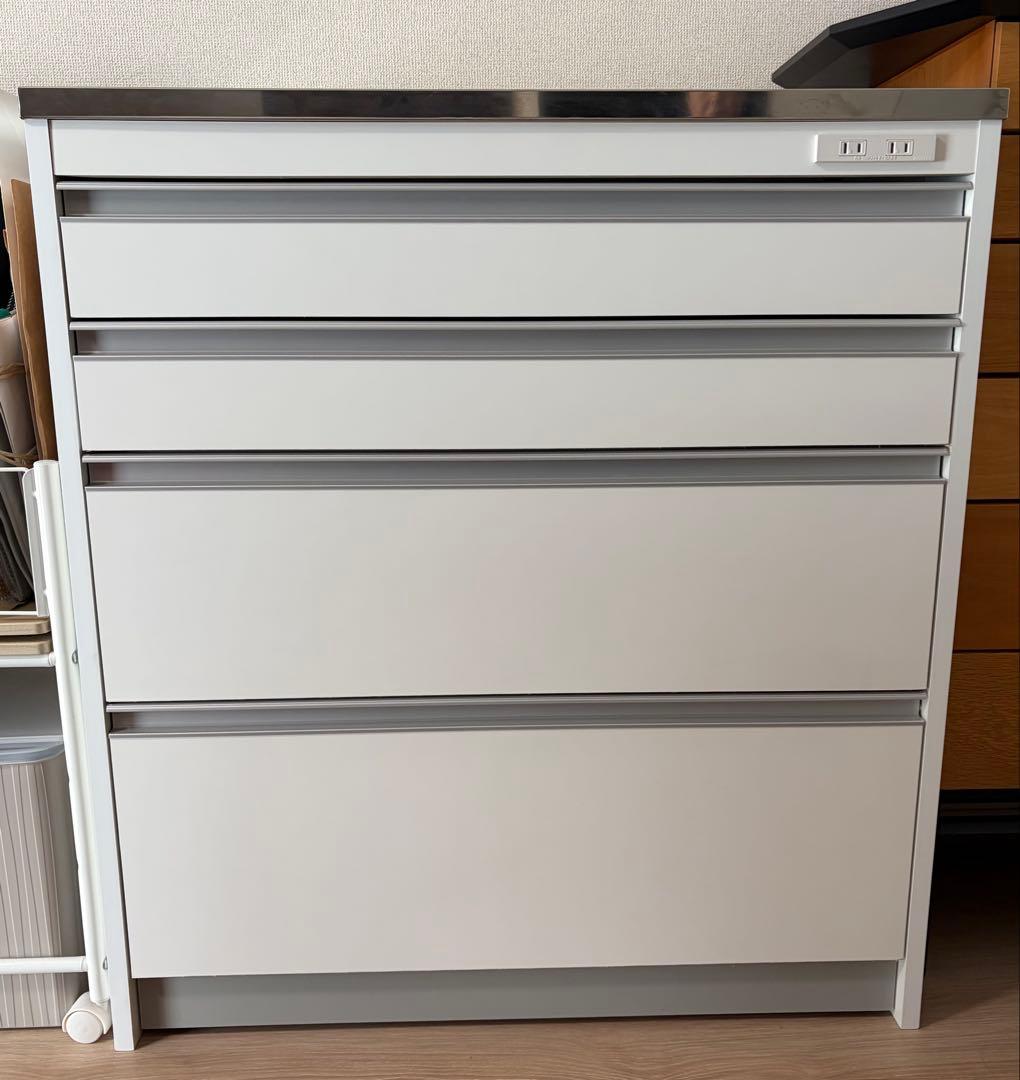 dinos ホワイト 4段引き出し収納 食器棚