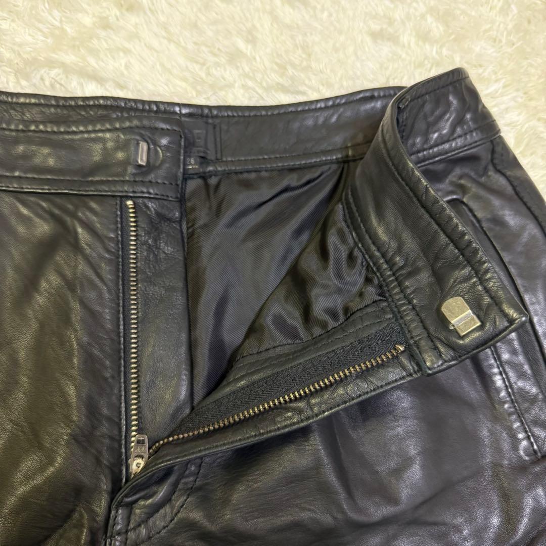 【DIESEL】26 レザーショートパンツ 羊革 ブラック レディース