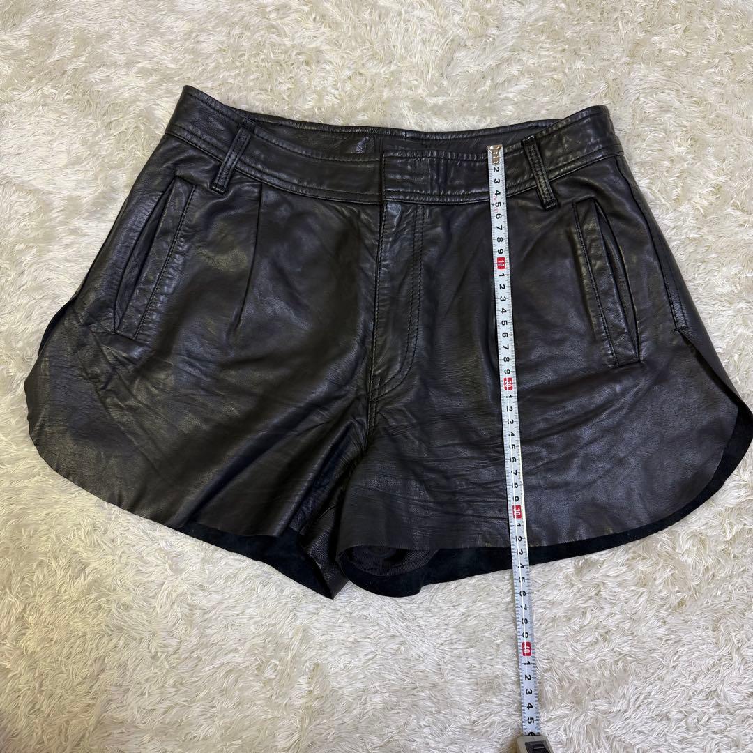 【DIESEL】26 レザーショートパンツ 羊革 ブラック レディース