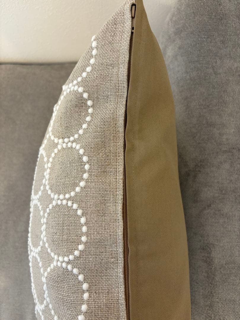 ミナペルホネン　ハンドメイドクッションカバー★タンバリン ベージュxホワイト