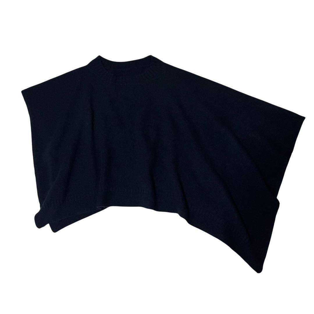 45R 45rpm カシミヤ100％ ポンチョ アシンメトリー 濃紺 ネイビー