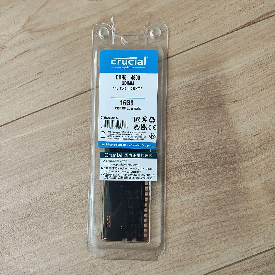 新品：Crucial 16GB DDR5-4800 UDIMM