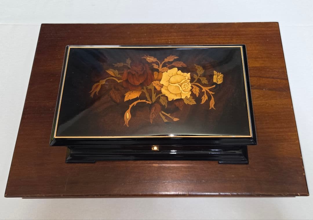 リュージュ　オルゴール　カノン 72弁　ローズ　象嵌　共鳴箱　オルゴール療法