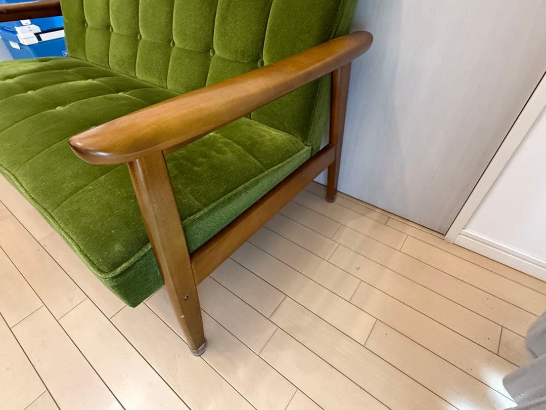 【カリモク60】Kチェア　2シーター　ソファ　モケットグリーン