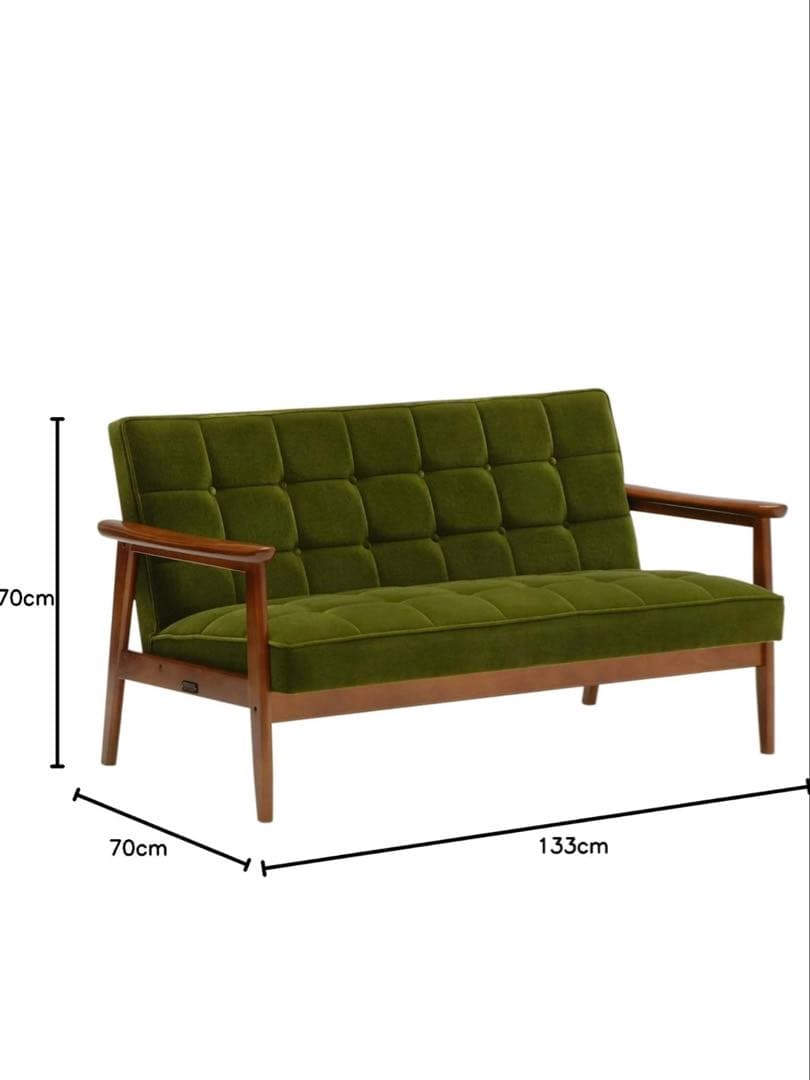 【カリモク60】Kチェア　2シーター　ソファ　モケットグリーン