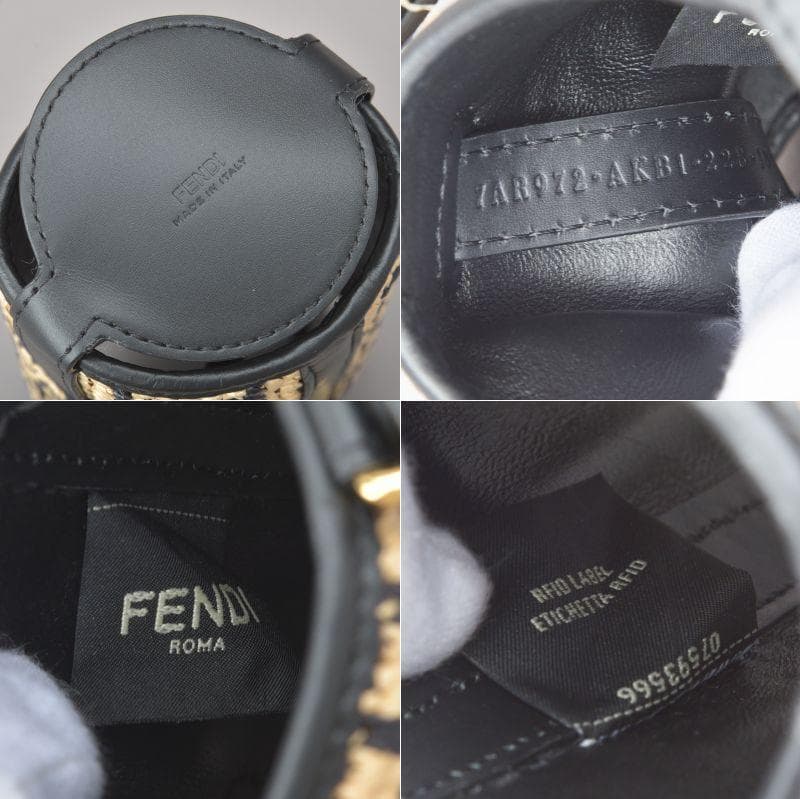 未使用◇FENDI フェンディ ズッカ ボトルホルダー ラフィア ストロー 黒