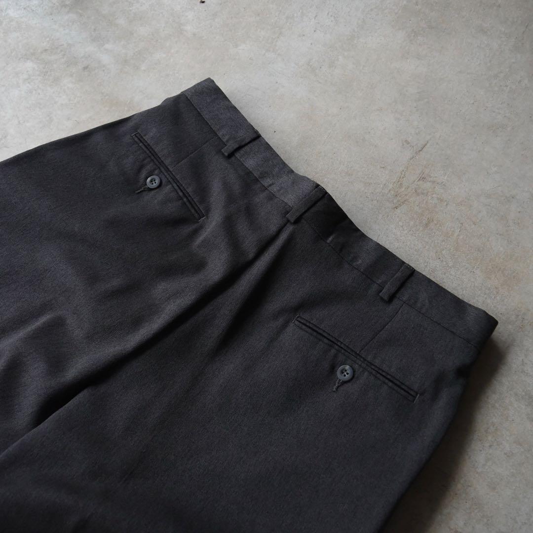 90s SLATES スレイツ ツータックスラックス ダークグレーW34 L31