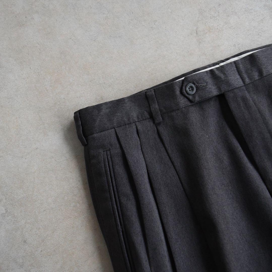 90s SLATES スレイツ ツータックスラックス ダークグレーW34 L31