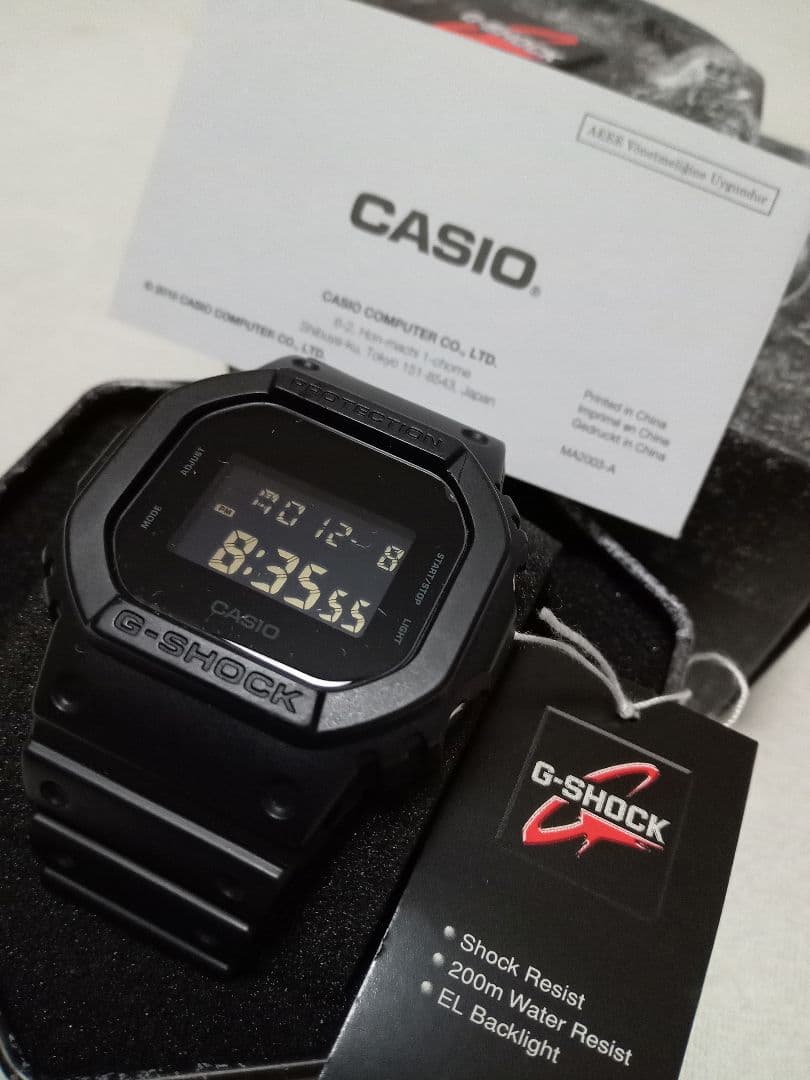 G-SHOCK　DW-5600BB　ブラック　9Hガラスフィルム装備　美品