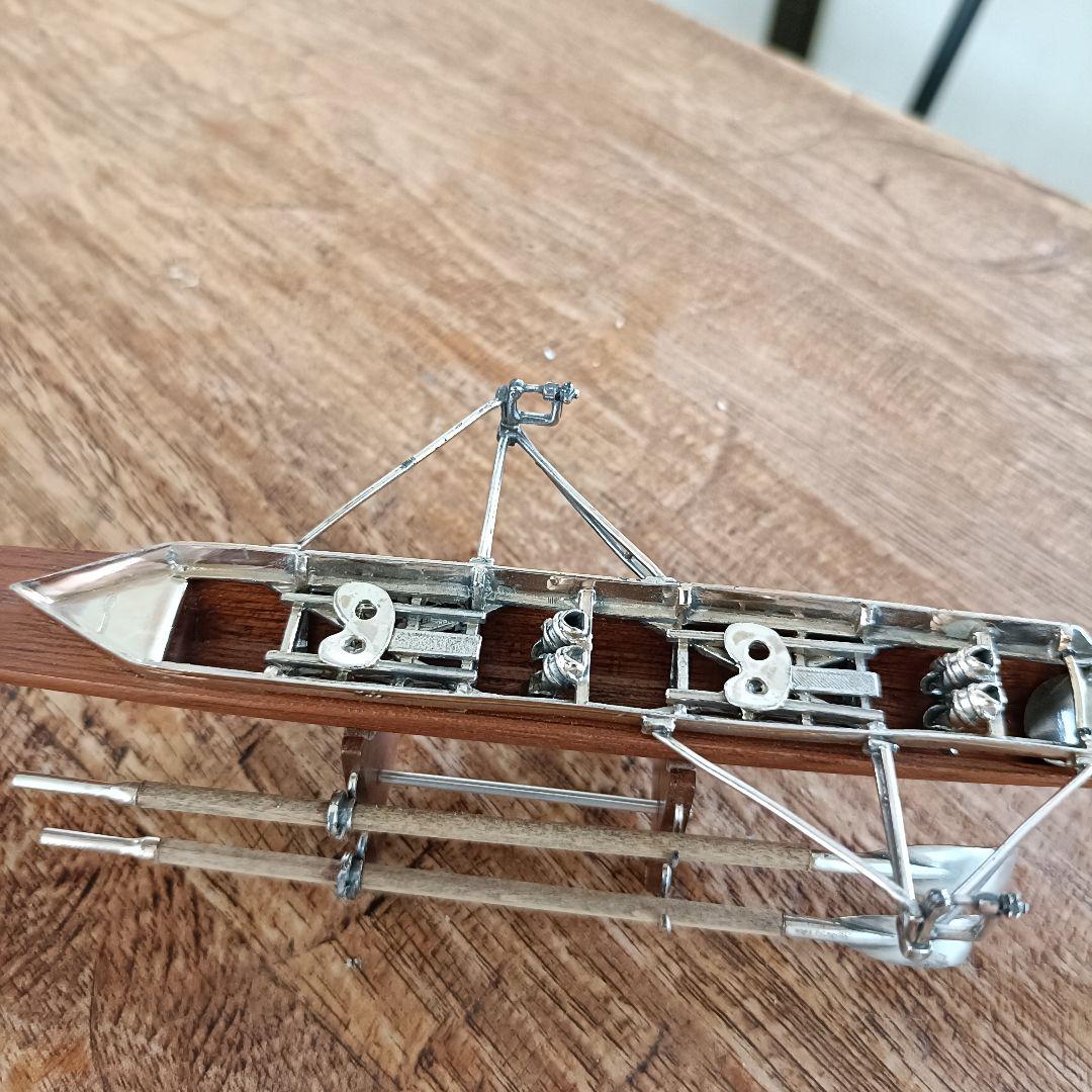 銀無垢 ウッド 銀細工 ミニチュア ボート 船 模型 ビンテージ イタリア 刻印