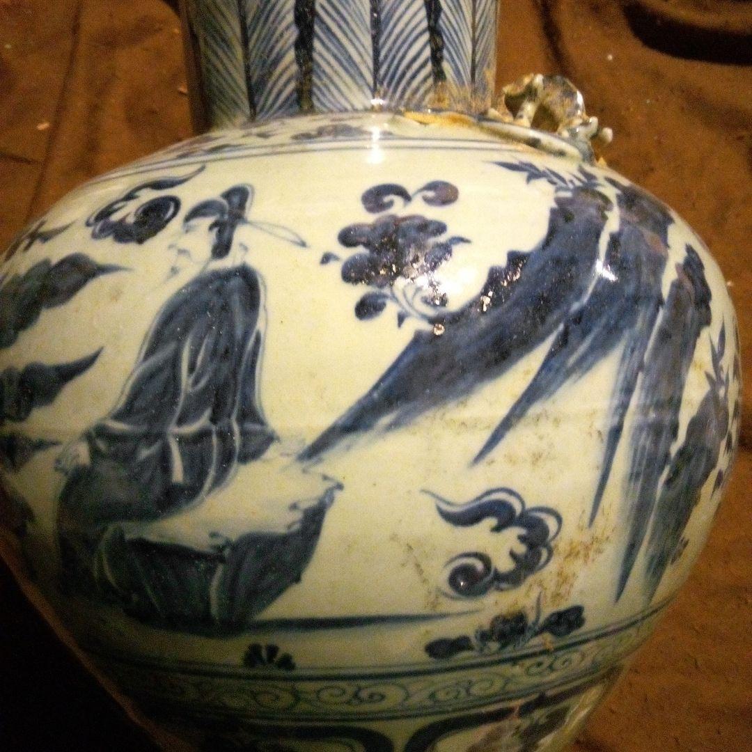 とし　中国陶磁器　元染付　大壺翼