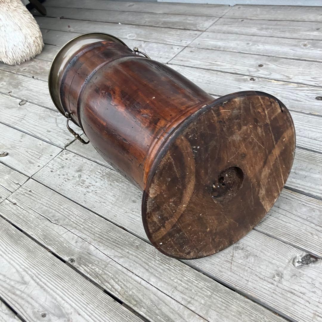 オランダアンティーク 北欧レトロ 木製円筒形傘立て 無垢材 ビンテージ