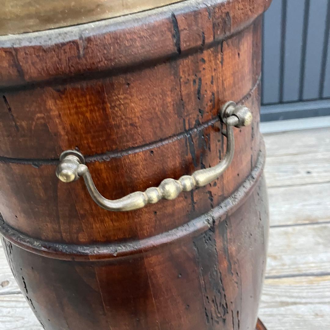 オランダアンティーク 北欧レトロ 木製円筒形傘立て 無垢材 ビンテージ