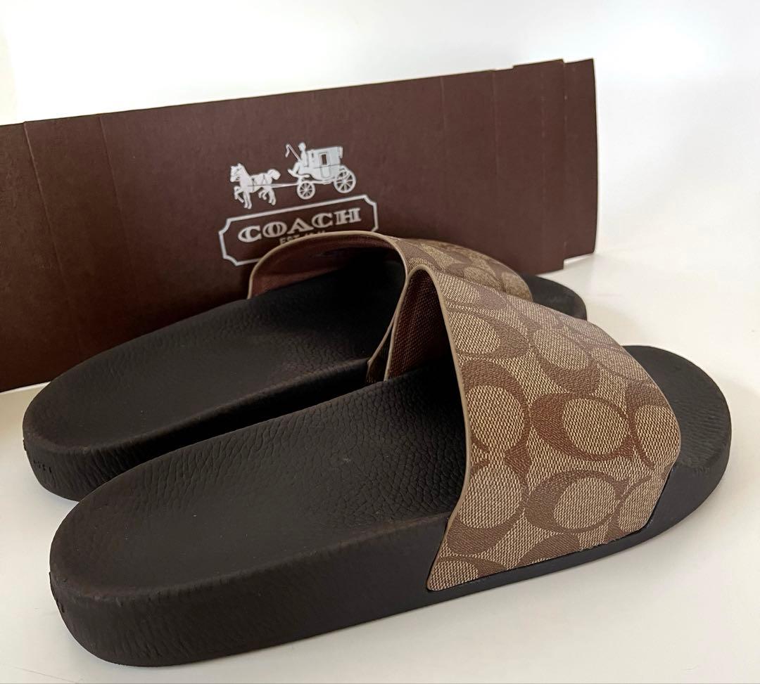 コーチ☆新品☆メンズ シグネチャー スライド サンダル/ カーキ 26cm