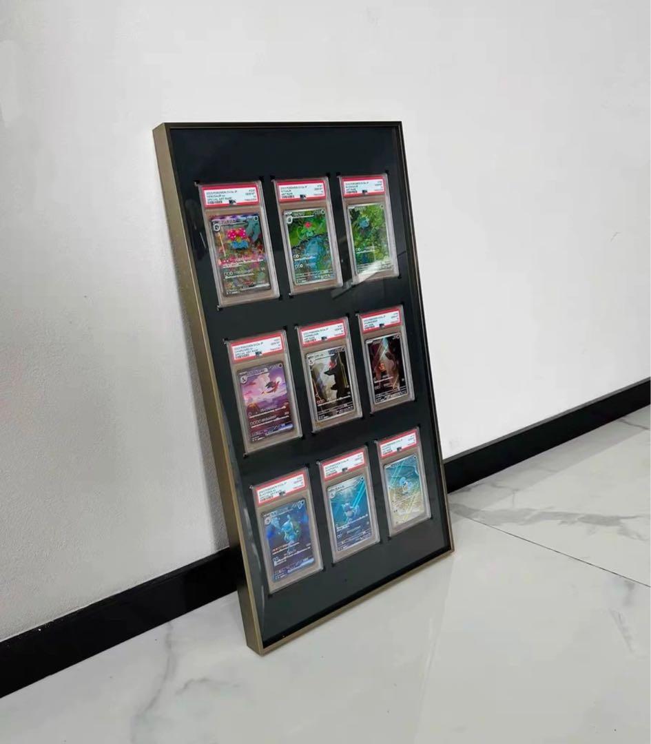 PSA鑑定用ケース　ディスプレイ　アルミ製　両面透明　壁掛け・卓上 横6連　高級