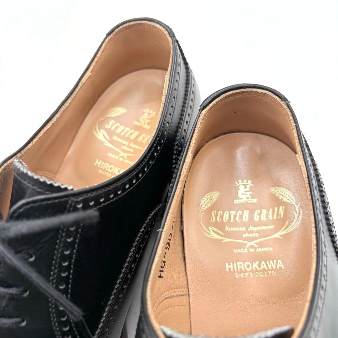 極美品✨ スコッチグレイン ストレートチップ メダリオン 【24.5】 黒 本革