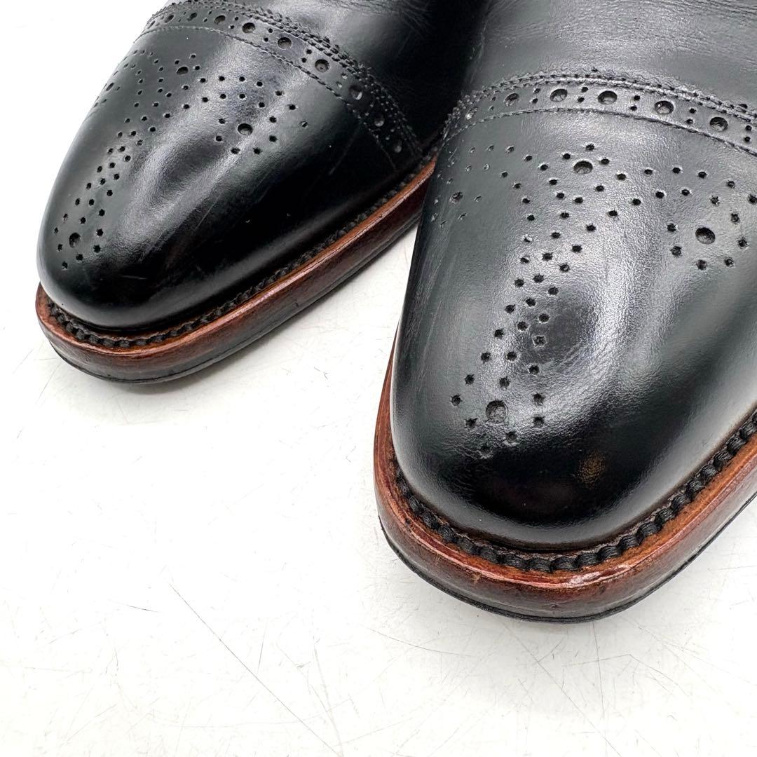 極美品✨ スコッチグレイン ストレートチップ メダリオン 【24.5】 黒 本革