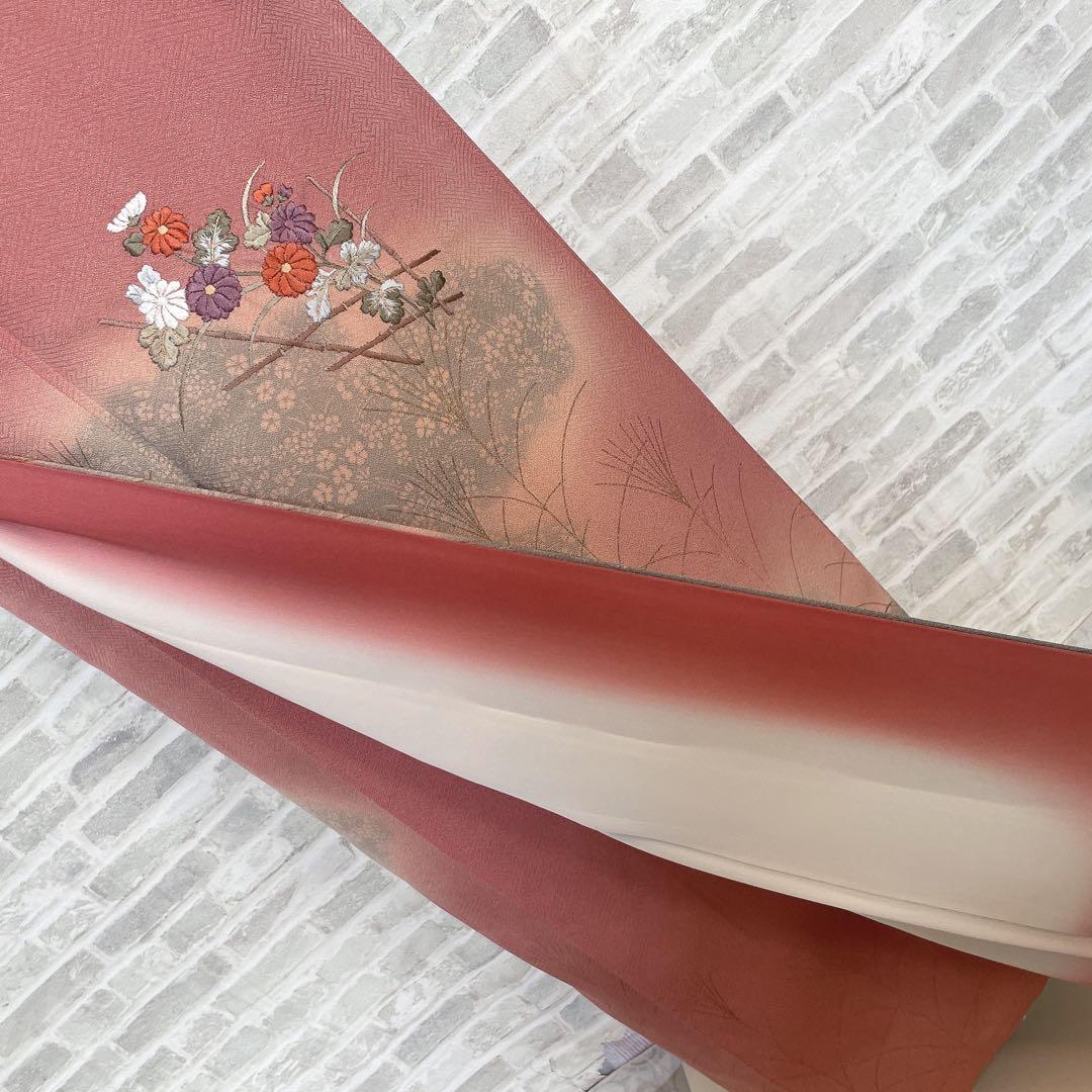 訪問着　フルセット　ツツジ　撫子　梅　萩　小花　手刺繍　可愛らしいお花　L1