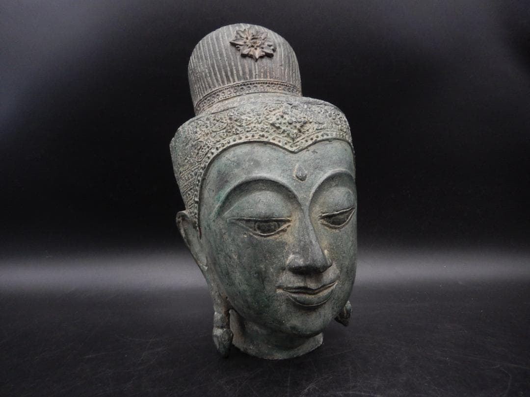 タイ仏教美術 青銅製 仏頭 スコータイ アユタヤ ガンダーラ ビルマ ブロンズ