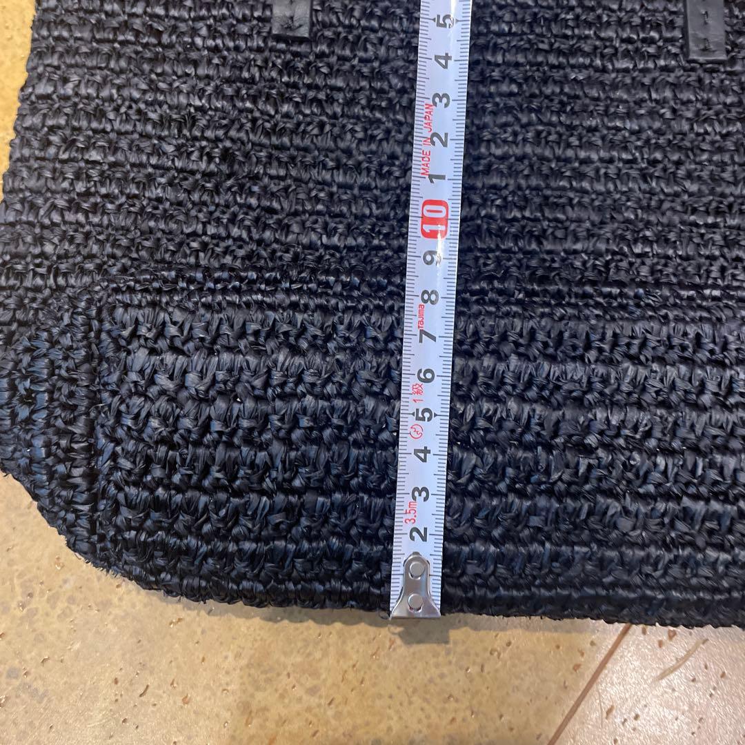 ヘレンカミンスキー 黒のレザー持ち手ラフィアトートバッグ