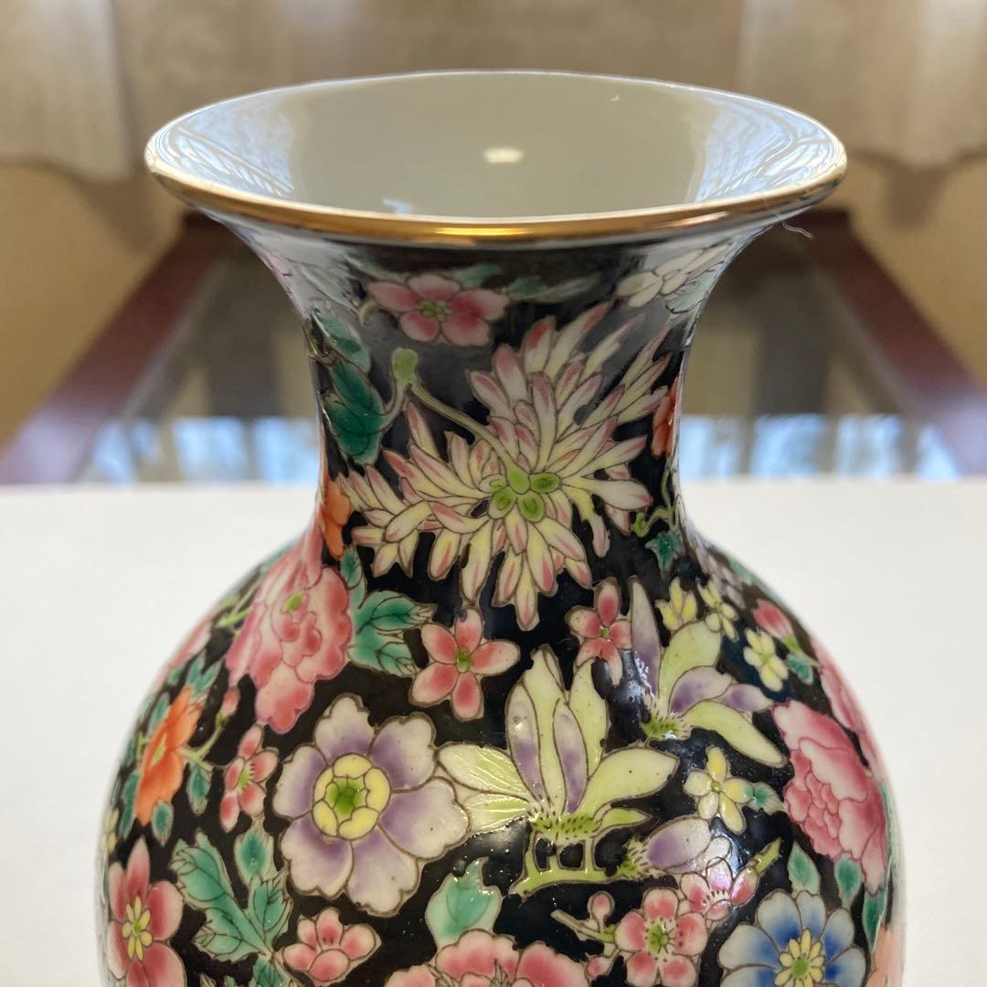 大清乾隆年製 花瓶 花器 置物 オブジェ 花柄 金彩 陶磁器 陶器 レトロ