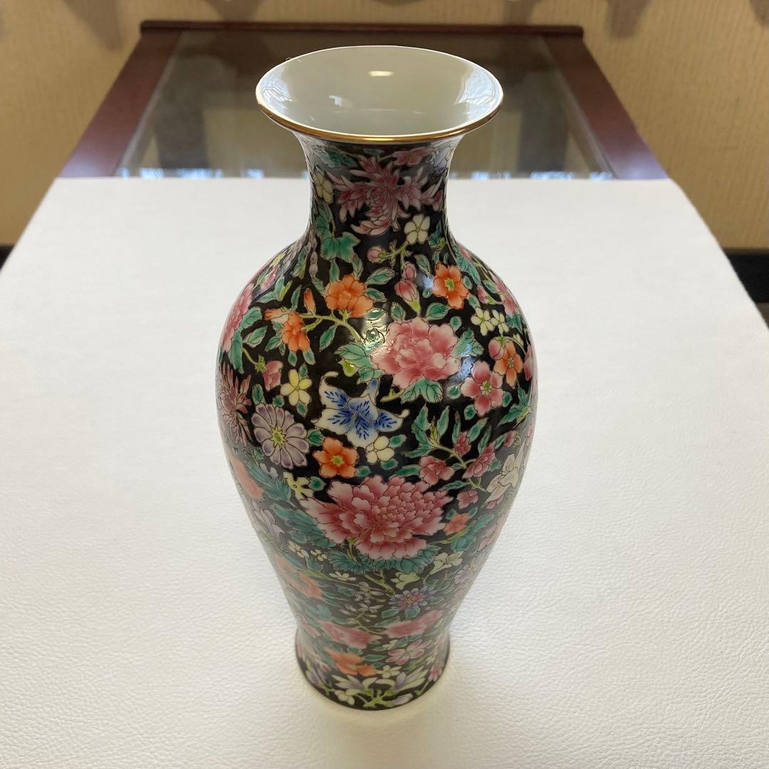 大清乾隆年製 花瓶 花器 置物 オブジェ 花柄 金彩 陶磁器 陶器 レトロ