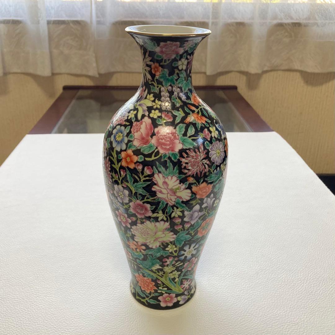 大清乾隆年製 花瓶 花器 置物 オブジェ 花柄 金彩 陶磁器 陶器 レトロ