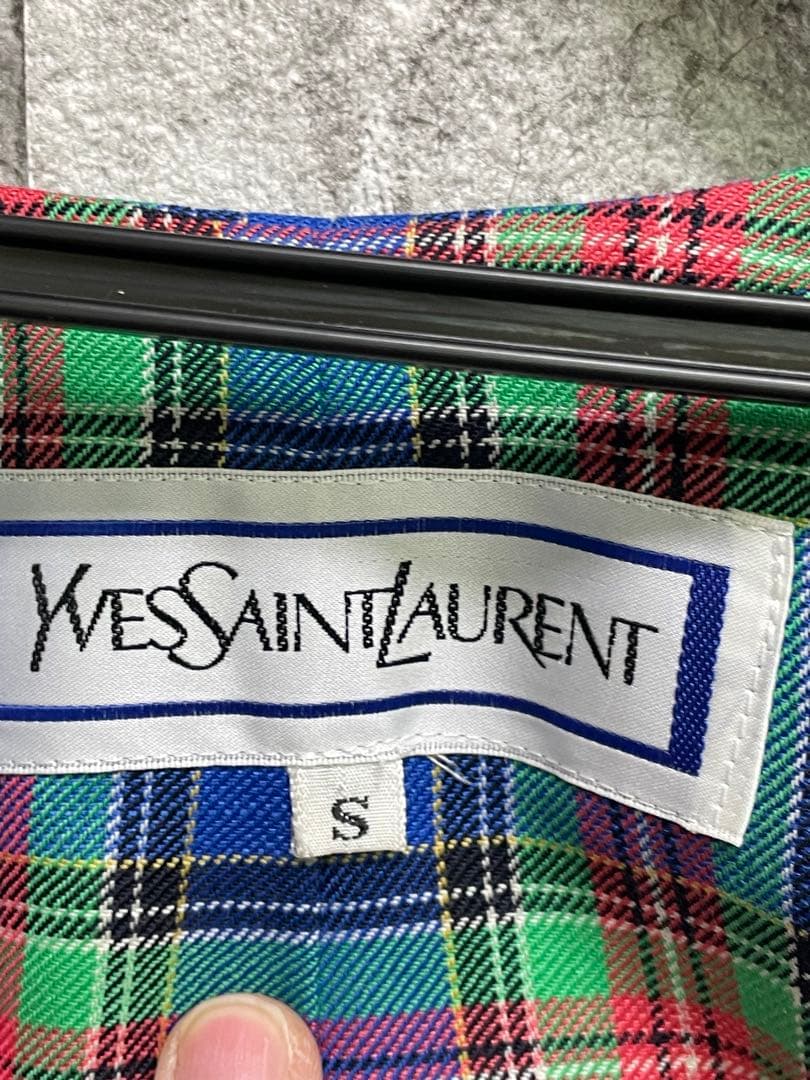極美品　Yves Saint Laurent チェック柄テーラードジャケット