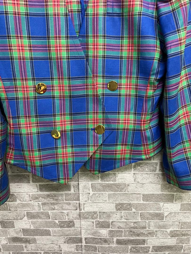 極美品　Yves Saint Laurent チェック柄テーラードジャケット