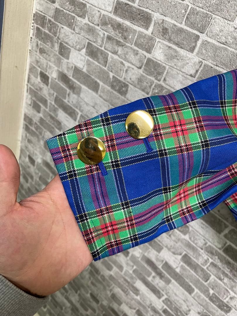 極美品　Yves Saint Laurent チェック柄テーラードジャケット