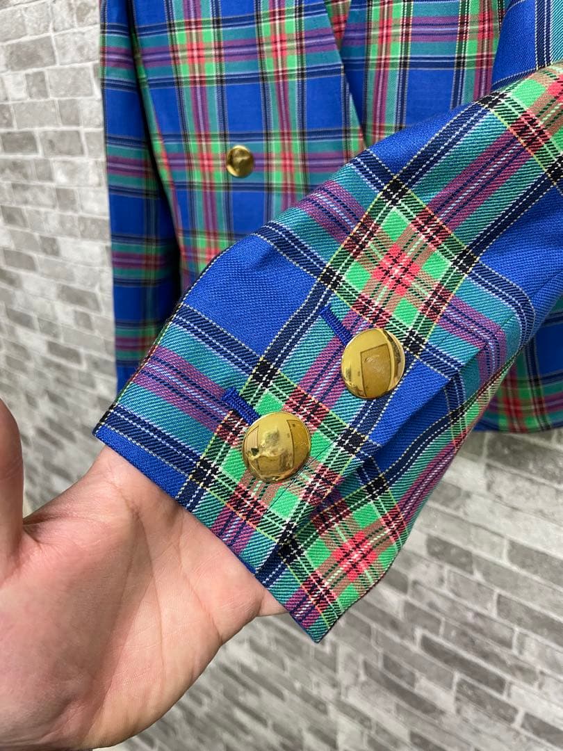 極美品　Yves Saint Laurent チェック柄テーラードジャケット