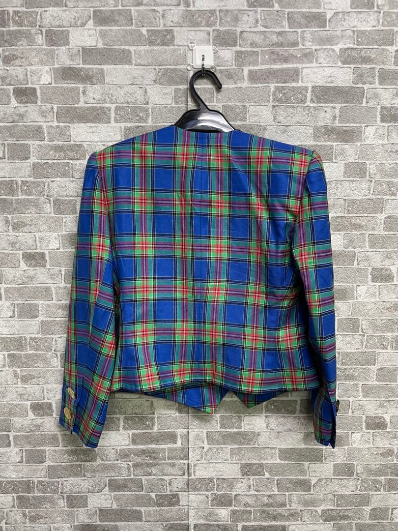 極美品　Yves Saint Laurent チェック柄テーラードジャケット