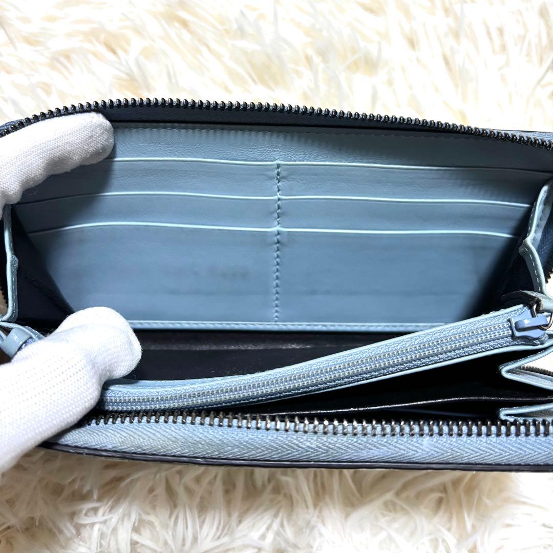 【極美品✨】グッチ 長財布 オーガナイザー マイクロシマ ブルー　レザー