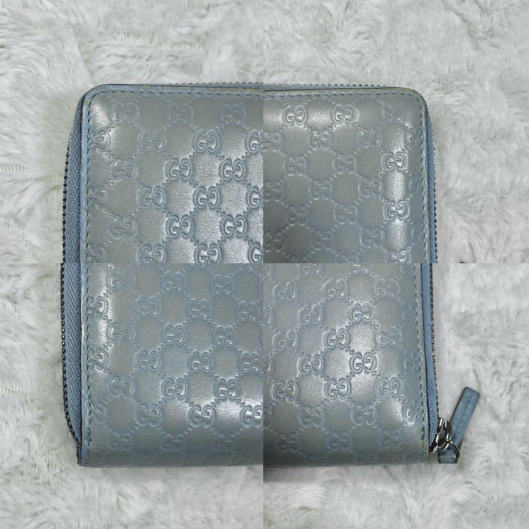 【極美品✨】グッチ 長財布 オーガナイザー マイクロシマ ブルー　レザー