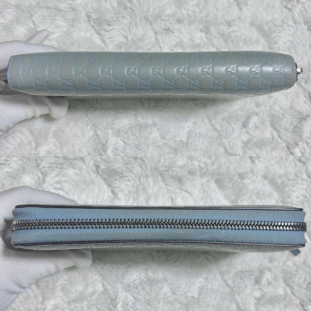【極美品✨】グッチ 長財布 オーガナイザー マイクロシマ ブルー　レザー