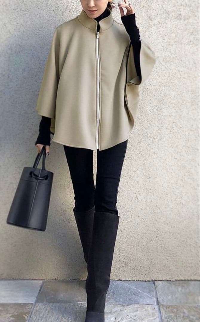 akko3839×Sov⭐︎ダブスタ⭐︎ポンチョ⭐︎ベージュ（美品）