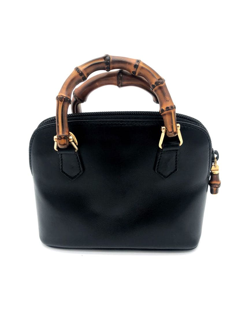 【訳あり】GUCCIグッチブラックハンドバッグ バンブーハンドル付き