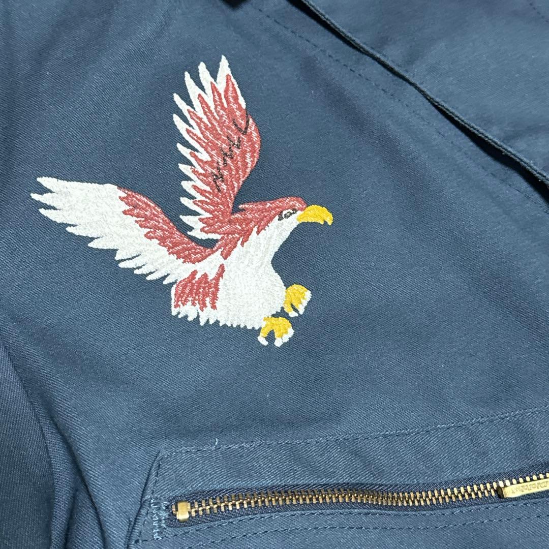 ガンダム様Dickies ディッキーズ つなぎ オーバーオール 長袖 刺繍 紺