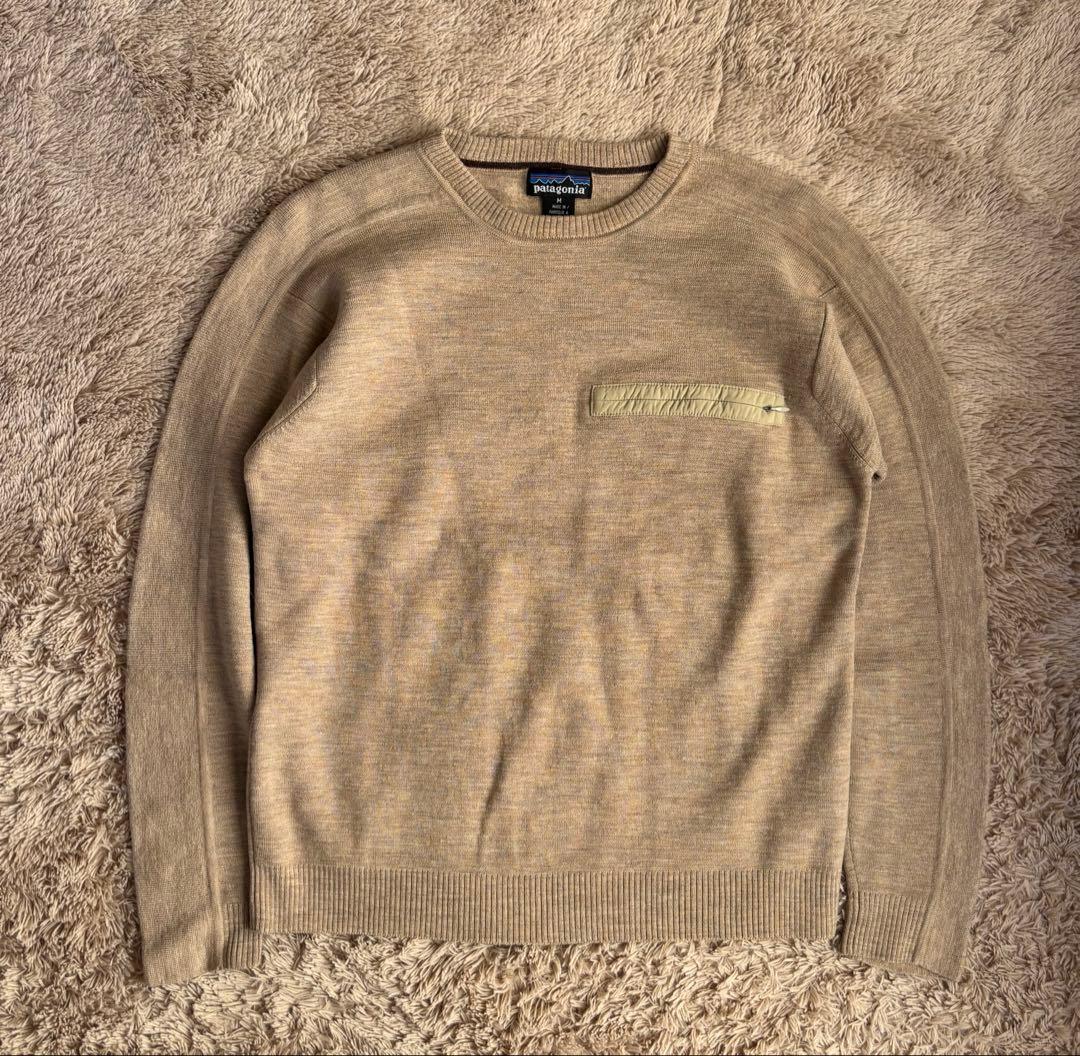 02年製　patagonia ウールニット　ベージュ　ウールセーター　Mサイズ