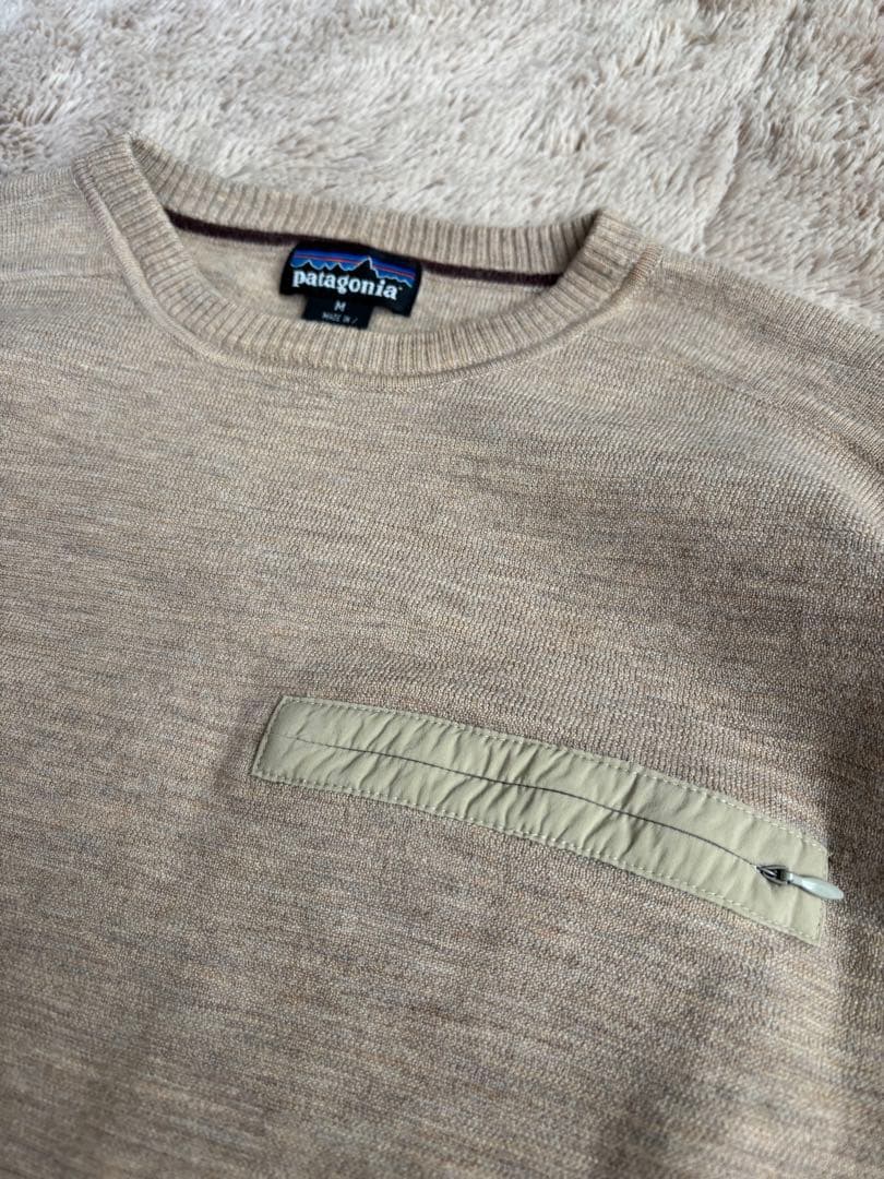 02年製　patagonia ウールニット　ベージュ　ウールセーター　Mサイズ