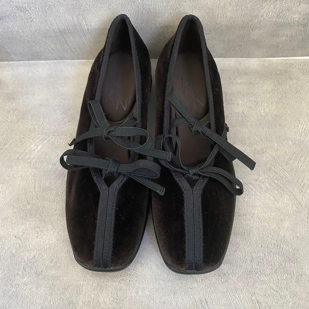 【美品】LE TALON ルタロン ダブルリボン バレーリーナ 22cm