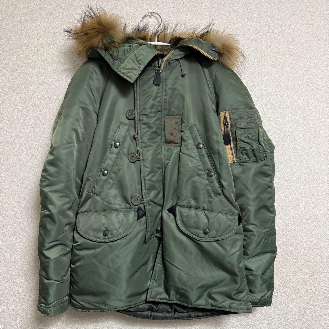 オリーブグリーン ミリタリージャケット ファー付き