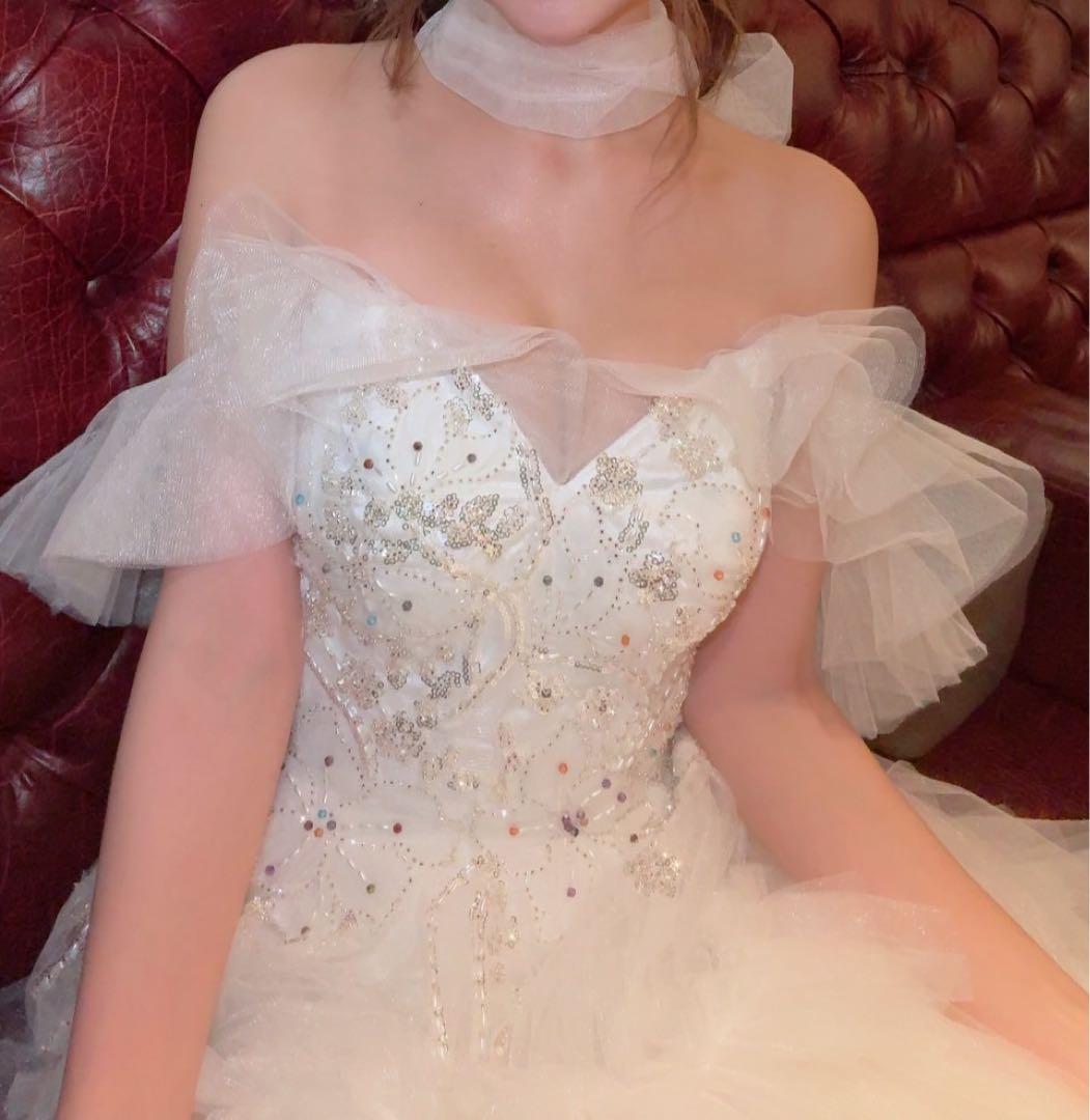 【JEAN MACLEAN】バースデードレス ロング 白 オフショル S