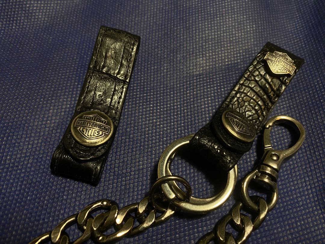 ハーレーダビッドソン/ウォレットチェーン/ワニ革/本革/ビンテージ/USA製