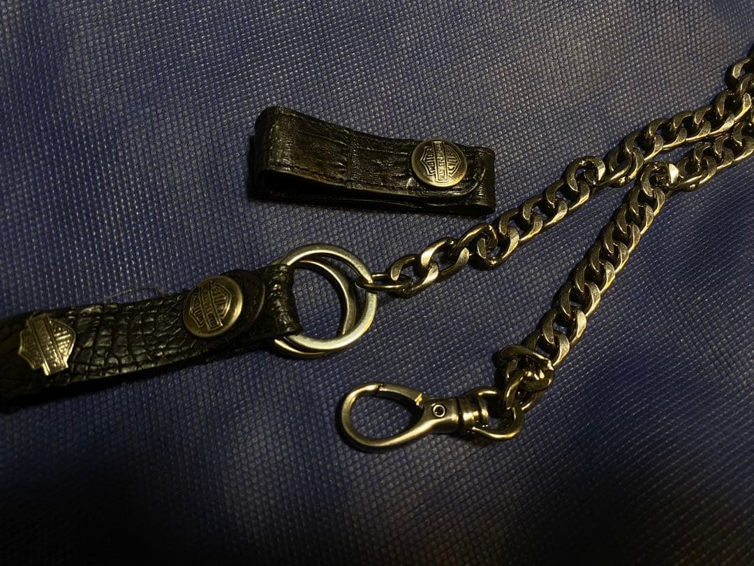 ハーレーダビッドソン/ウォレットチェーン/ワニ革/本革/ビンテージ/USA製