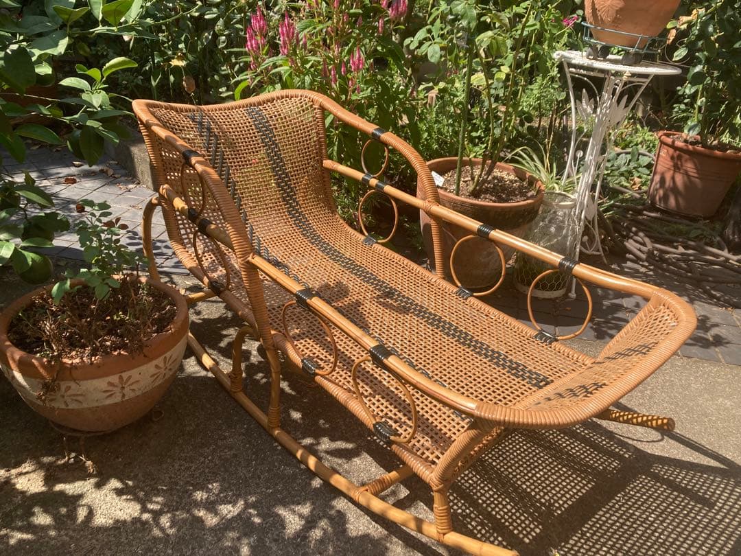 美品　激レア　ビンテージ　ラタンのゆりかご　ベビーベッド　アンティーク　ラタン