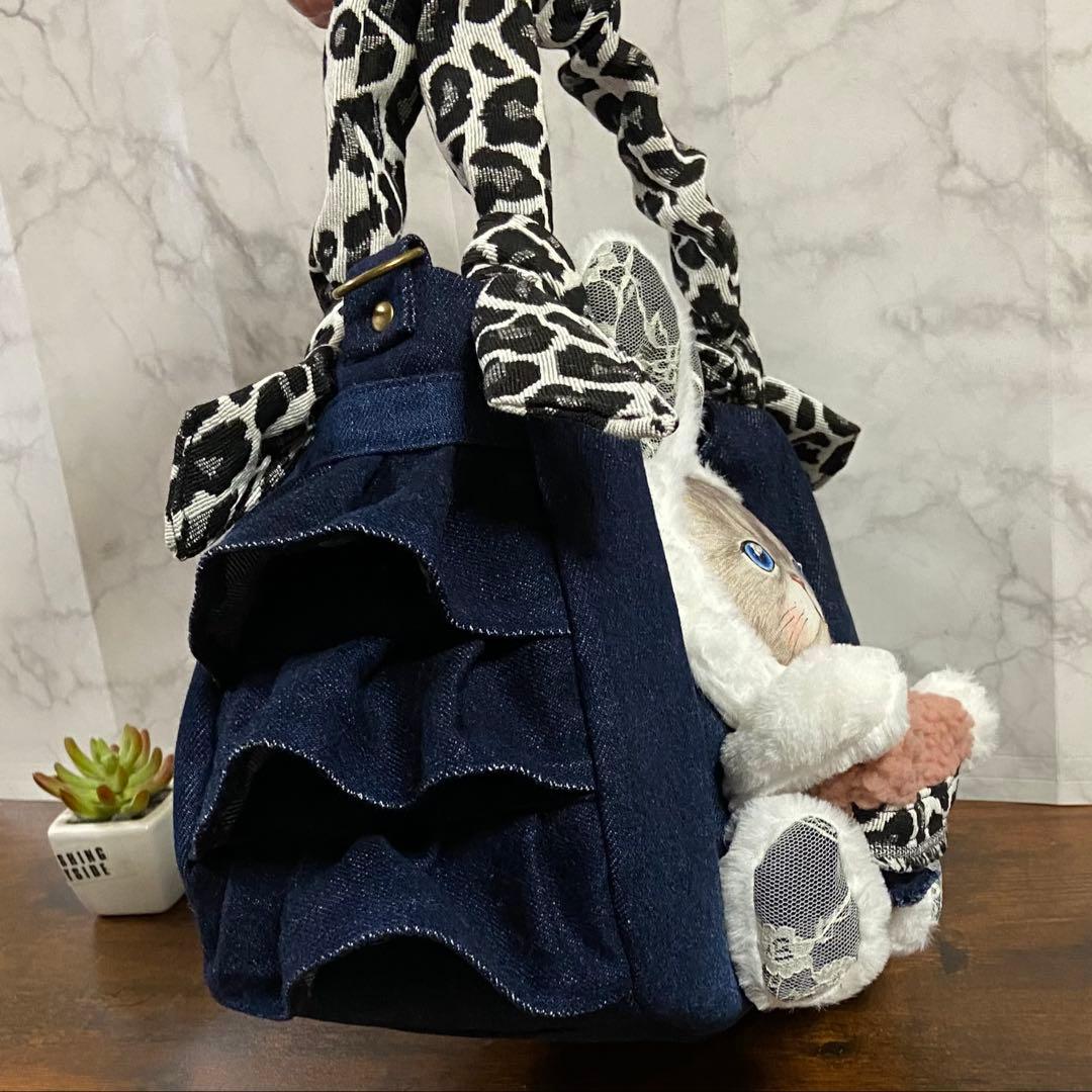 ❅*忙様 コヤンイサムチョン【デニムリメイク】フリルバッグ トートバッグ ハンド