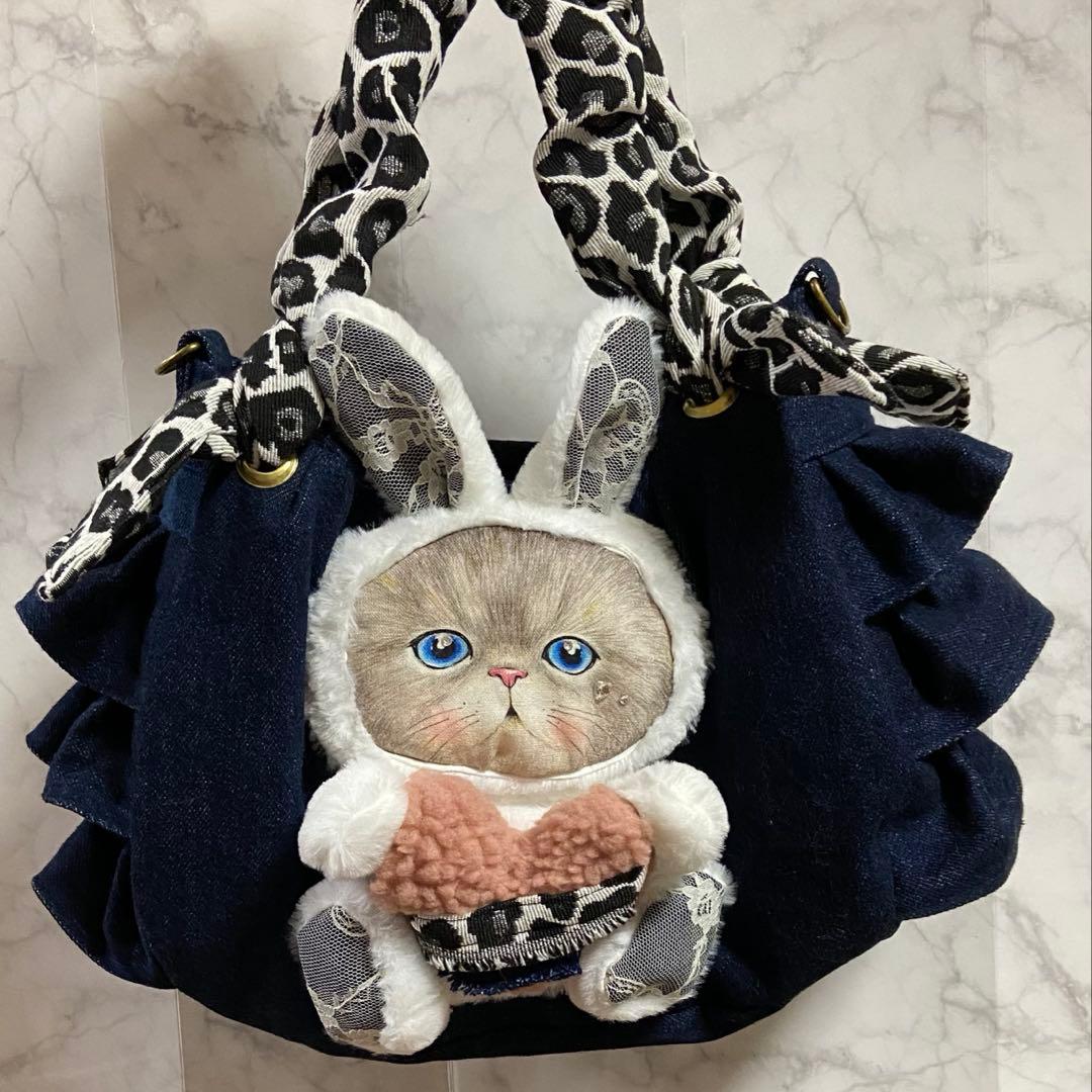 ❅*忙様 コヤンイサムチョン【デニムリメイク】フリルバッグ トートバッグ ハンド