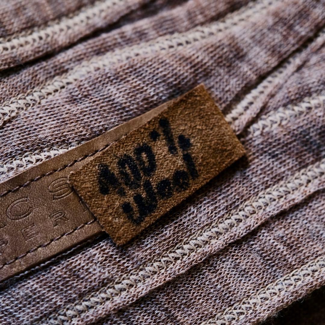 極美品ISAAC SELLAMアイザックセラムモカブラウンウールフリンジマフラー