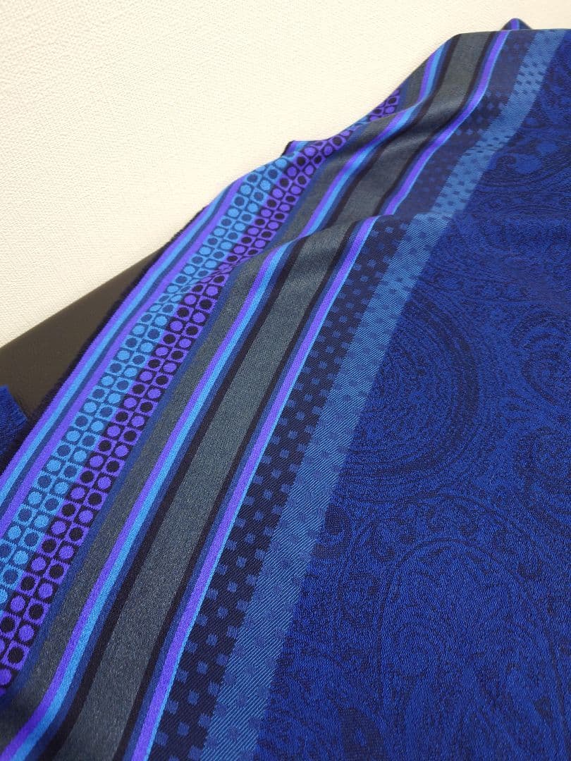 エトロ　ETRO　ストール　マフラー　ペイズリー　ネイビーブルー